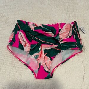 Torrid Pink and Green Leaf Print Bikini Bottom torrid 0